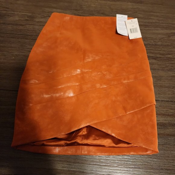 Guess Dresses & Skirts - Guess NWT Faux Leather mini skirt orange XS